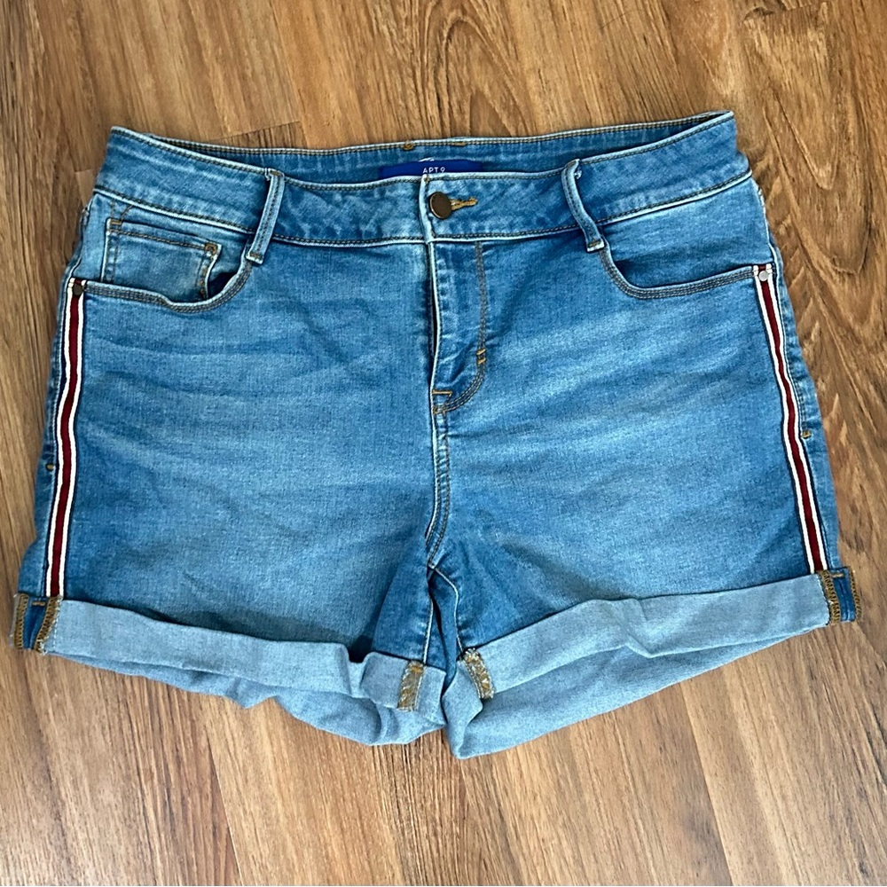 Apt. 9 Blue Jean Shorts with Stripe Detail